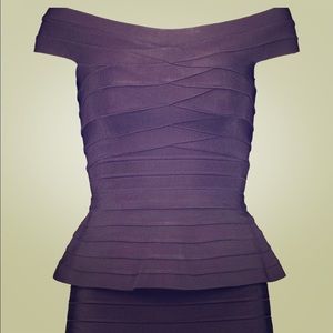HERVE LEGER Off-The-Shoulder Bandage Peplum  Dress